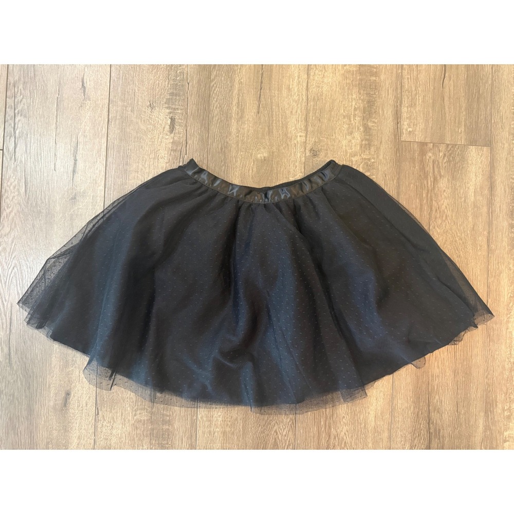 Janie and Jack Girls Black Tulle Swiss Dot Tutu Skirt Size 12 Elastic Waist
